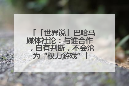 「世界说」巴哈马媒体社论：与谁合作，自有判断，不会沦为“权力游戏”