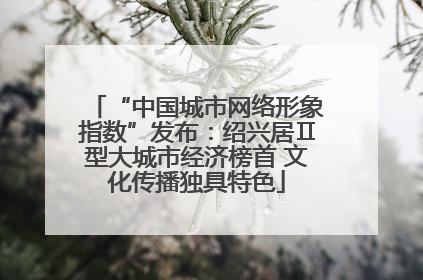 “中国城市网络形象指数”发布：绍兴居Ⅱ型大城市经济榜首 文化传播独具特色