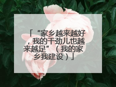 “家乡越来越好，我的干劲儿也越来越足”（我的家乡我建设）