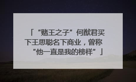 “赌王之子”何猷君买下王思聪名下商业，曾称“他一直是我的榜样”