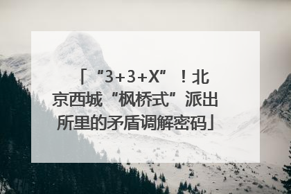 “3+3+X”！北京西城“枫桥式”派出所里的矛盾调解密码