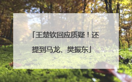 王楚钦回应质疑！还提到马龙、樊振东