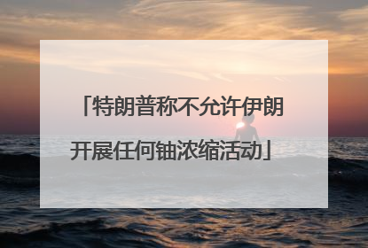 特朗普称不允许伊朗开展任何铀浓缩活动