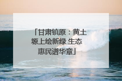 甘肃镇原：黄土塬上绘新绿 生态惠民谱华章