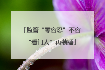 监管“零容忍”不容“看门人”再装睡