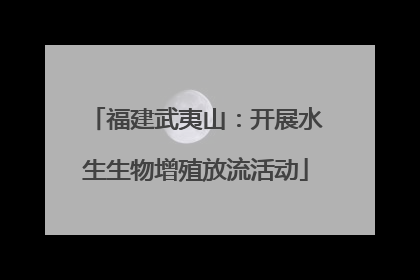 福建武夷山：开展水生生物增殖放流活动