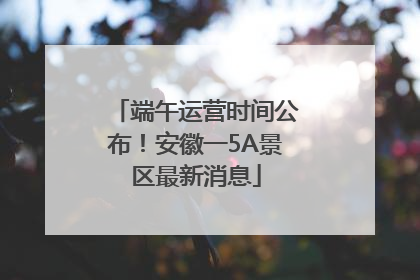 端午运营时间公布！安徽一5A景区最新消息