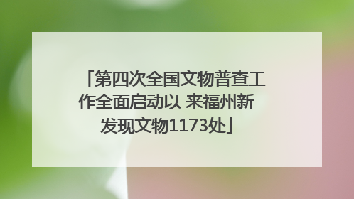 第四次全国文物普查工作全面启动以 来福州新发现文物1173处