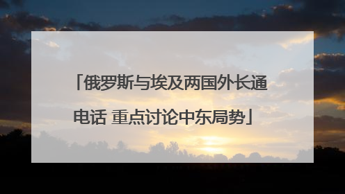 俄罗斯与埃及两国外长通电话 重点讨论中东局势