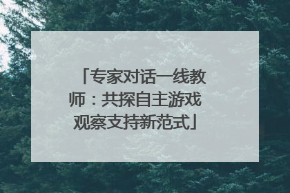 专家对话一线教师：共探自主游戏观察支持新范式