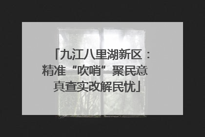 九江八里湖新区：精准“吹哨”聚民意 真查实改解民忧