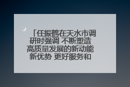 任振鹤在天水市调研时强调 不断塑造高质量发展的新动能新优势 更好服务和融入以国内大循环为主体的新发展格局