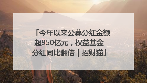 今年以来公募分红金额超950亿元，权益基金分红同比翻倍｜招财猫