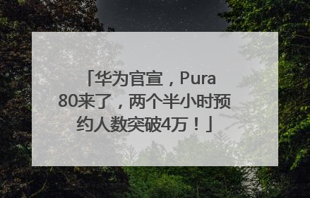 华为官宣，Pura 80来了，两个半小时预约人数突破4万！