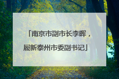 南京市副市长李晖，履新泰州市委副书记