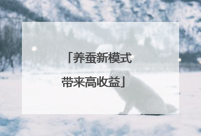 养蚕新模式带来高收益