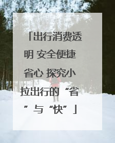 出行消费透明 安全便捷省心 探究小拉出行的“省”与“快”