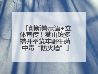 创新警示语+立体宣传！葵山镇多措并举筑牢野生菌中毒“防火墙”