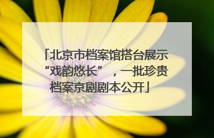 北京市档案馆搭台展示“戏韵悠长”，一批珍贵档案京剧剧本公开
