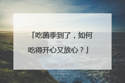 吃菌季到了，如何吃得开心又放心？
