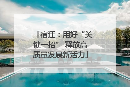 宿迁：用好“关键一招” 释放高质量发展新活力