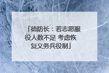 德防长：若志愿服役人数不足 考虑恢复义务兵役制