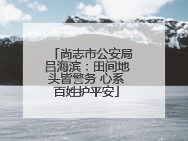 尚志市公安局吕海滨：田间地头皆警务 心系百姓护平安