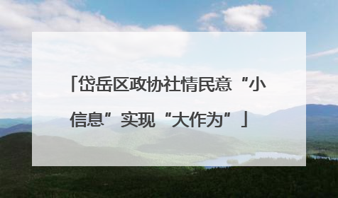 岱岳区政协社情民意“小信息”实现“大作为”