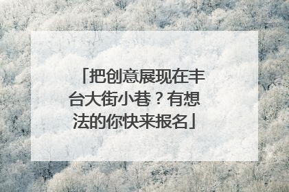 把创意展现在丰台大街小巷？有想法的你快来报名