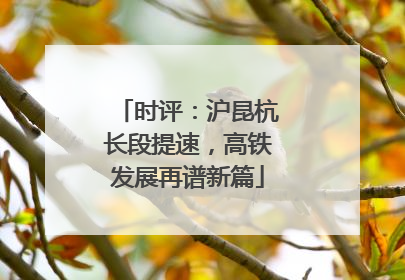 时评：沪昆杭长段提速，高铁发展再谱新篇