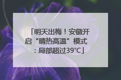 明天出梅！安徽开启“晴热高温”模式：局部超过39℃