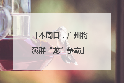 本周日，广州将演群“龙”争霸