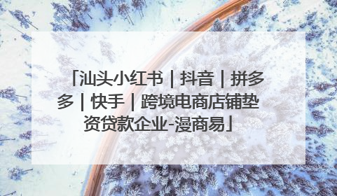 汕头小红书｜抖音｜拼多多｜快手｜跨境电商店铺垫资贷款企业-漫商易