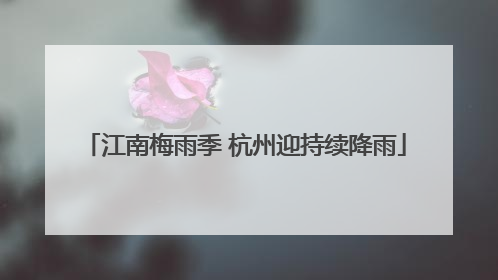 江南梅雨季 杭州迎持续降雨