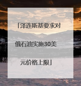 泽连斯基要求对俄石油实施30美元价格上限