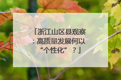 浙江山区县观察：高质量发展何以“个性化”？