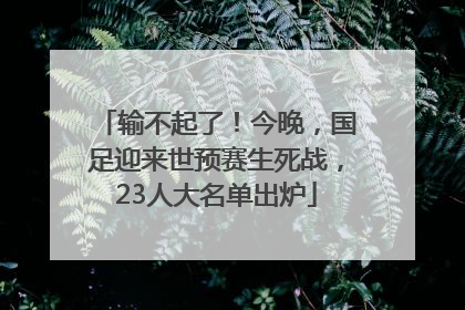 输不起了！今晚，国足迎来世预赛生死战，23人大名单出炉