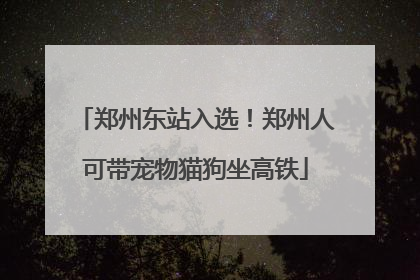 郑州东站入选！郑州人可带宠物猫狗坐高铁