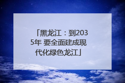 黑龙江：到2035年 要全面建成现代化绿色龙江