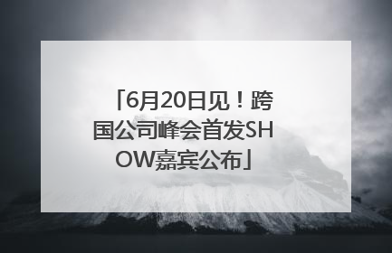 6月20日见！跨国公司峰会首发SHOW嘉宾公布